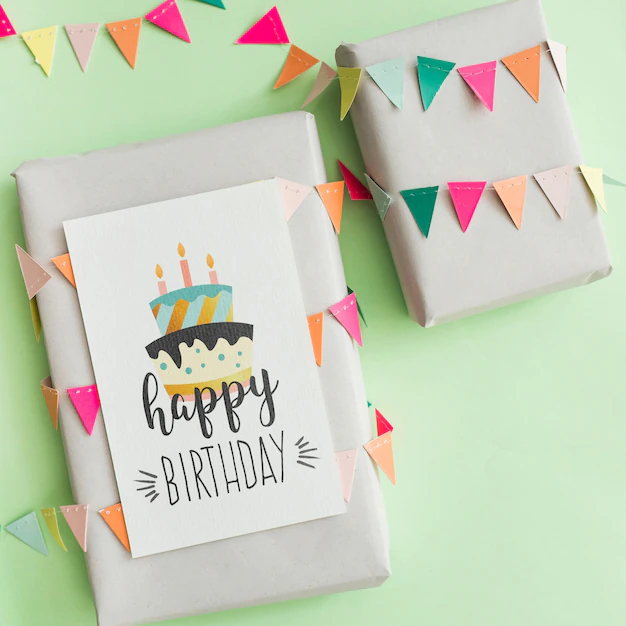 Free PSD | Birthday present mockup