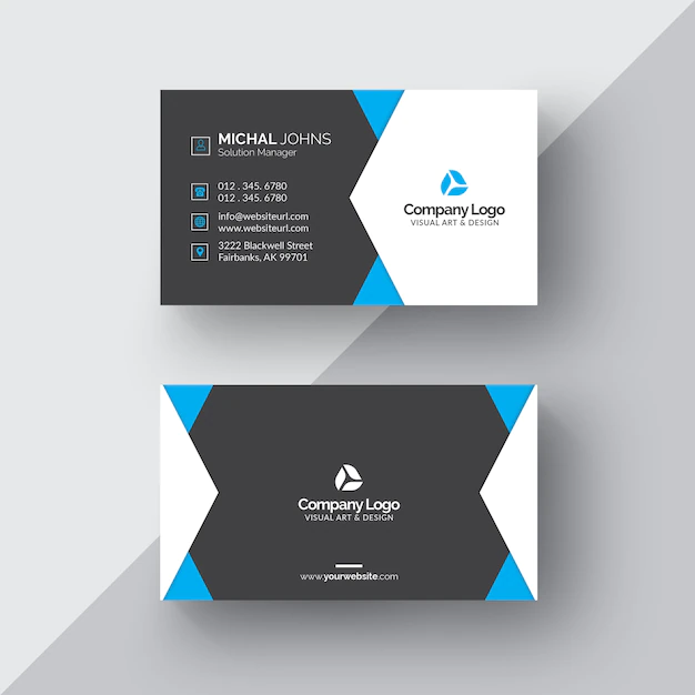 Free PSD | Black and white business card with blue details