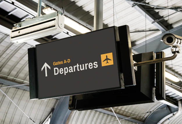 Free PSD | Blank digital billboard at the airport mockup