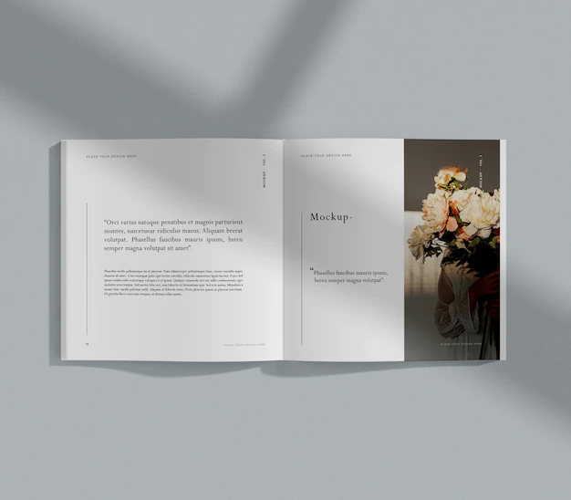 Free PSD | Bouquet of flowers editorial magazine mock-up