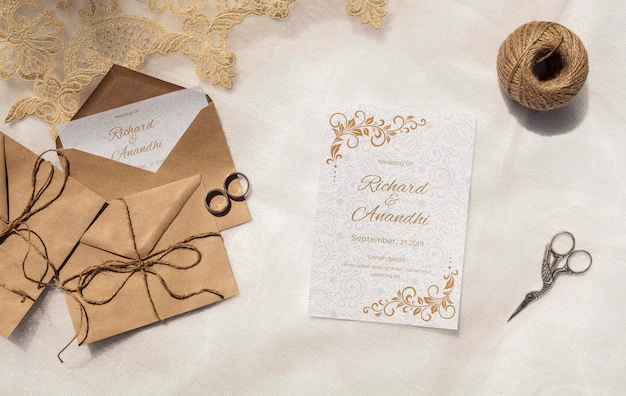 Free PSD | Brown paper envelopes with invitation