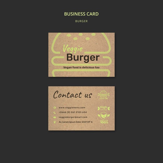 Free PSD | Burger business card template design