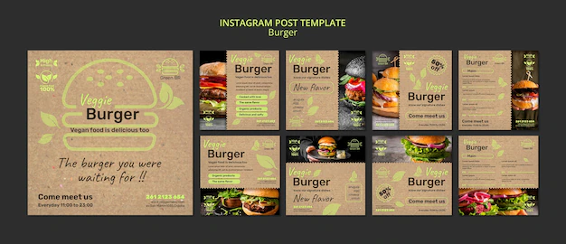 Free PSD | Burger instagram post template design