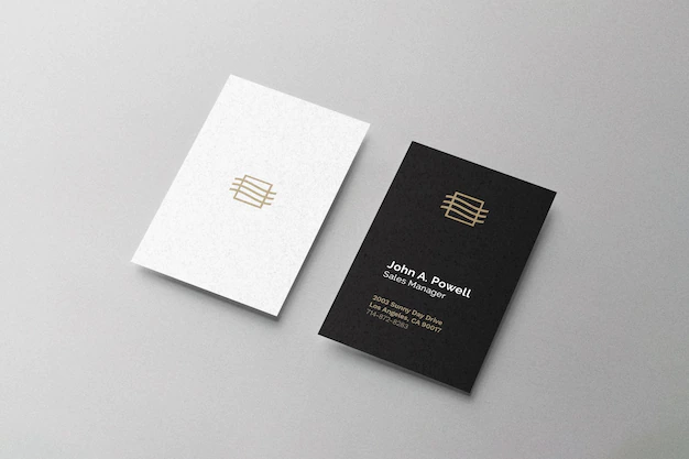 Free PSD | Business card mockup laying on surface