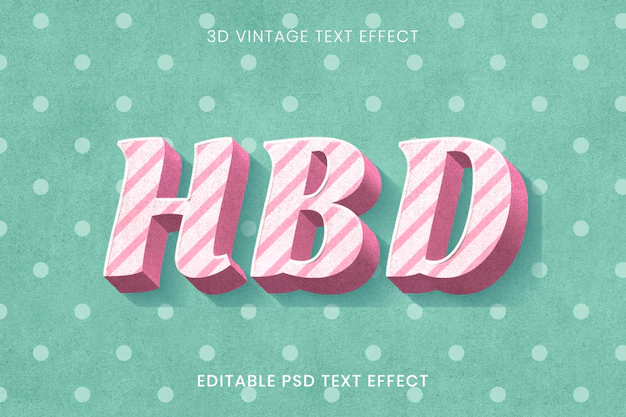 Free PSD | Candy cane editable text effect template on polka dot background