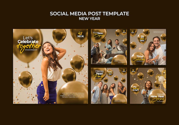 Free PSD | Celebrative new year ig posts collection
