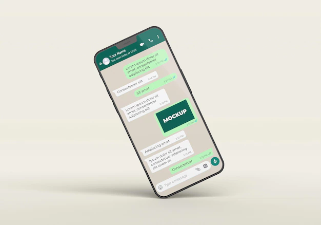Free PSD | Chat mockup with smartphone