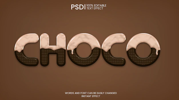 Free PSD | Chocolat and cream 3d text effect