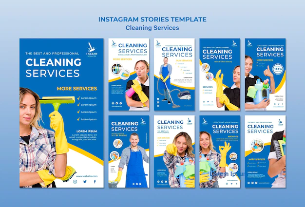 Free PSD | Cleaning service concept instagram stories template