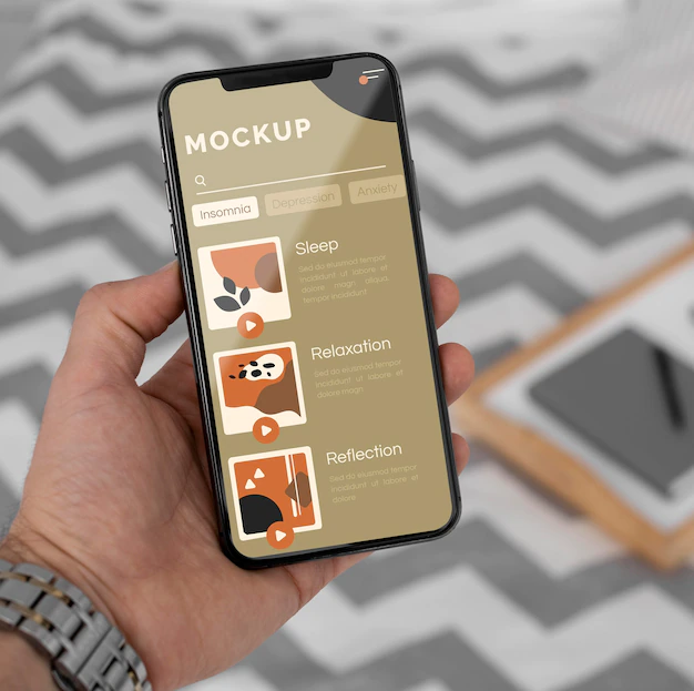 Free PSD | Close up mobile screen mock up
