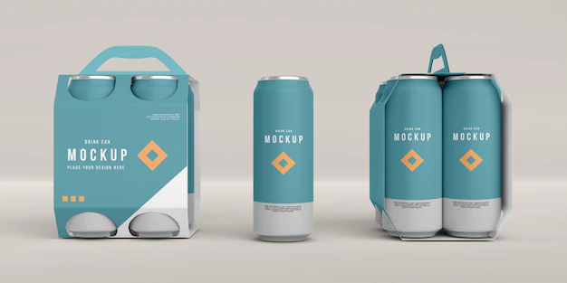 Free PSD | Close up on can packaging mockup