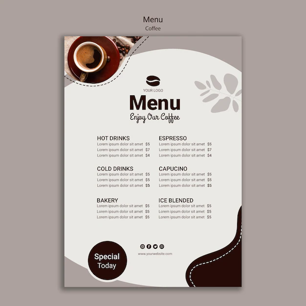 Free PSD | Coffee menu template with special