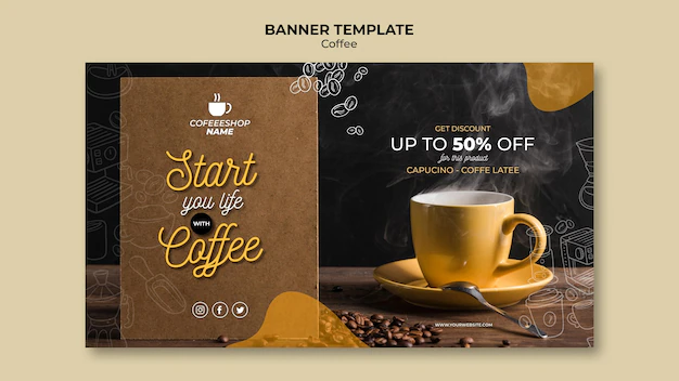 Free PSD | Coffee promotion banner template