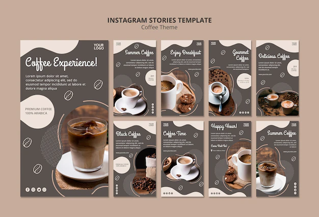 Free PSD | Coffee shop concept instagram  stories template