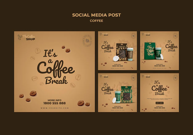 Free PSD | Coffee shop social media posts pack