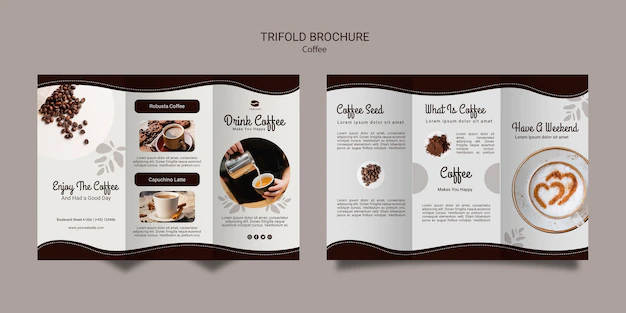 Free PSD | Coffee trifold brochure template