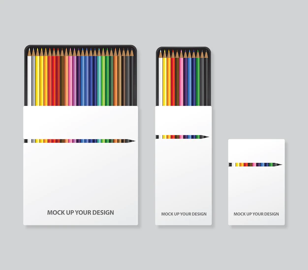 Free PSD | Colored pencils packaging