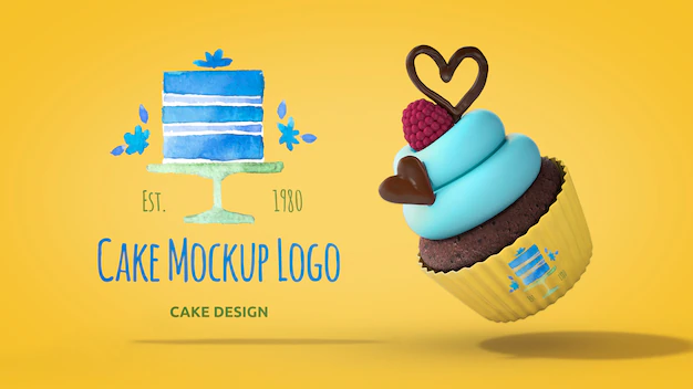 Free PSD | Copyspace mockup with cupcake