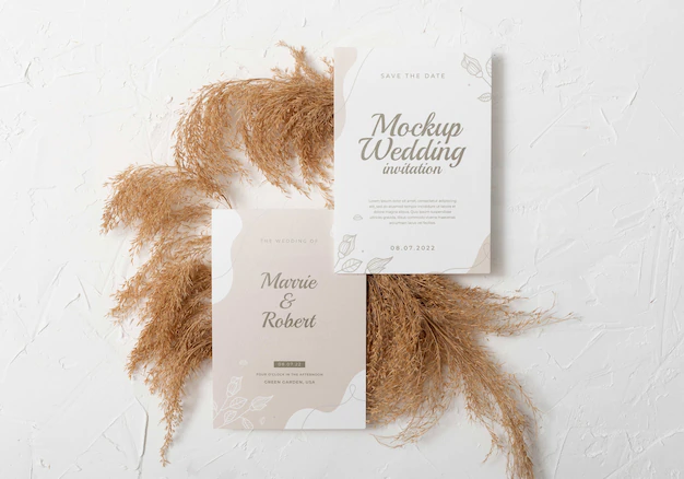 Free PSD | Cotton wedding invitation mockup