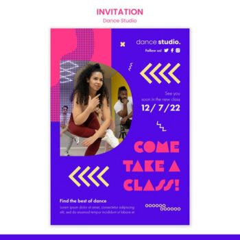 Free PSD | Dance studio invitation template design