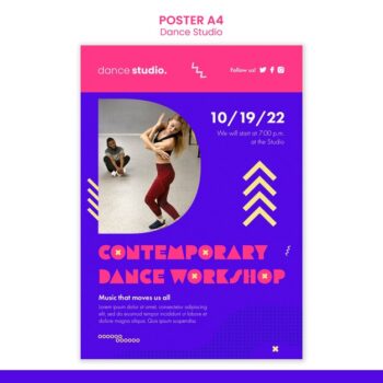 Free PSD | Dance studio poster template design
