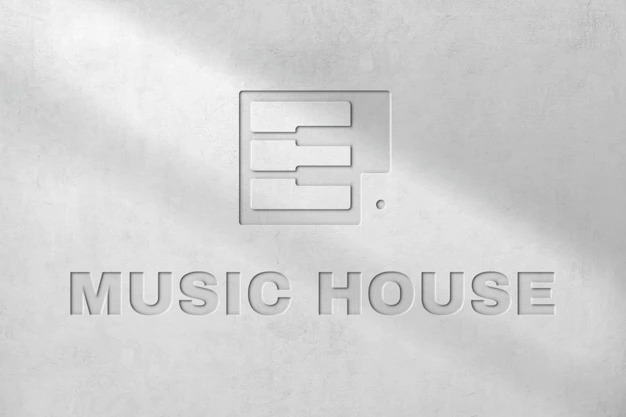 Free PSD | Deboss logo mockup psd for music house