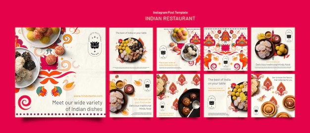 Free PSD | Delicious indian restaurant food instagram posts