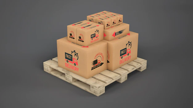 Free PSD | Delivery boxes on pallet