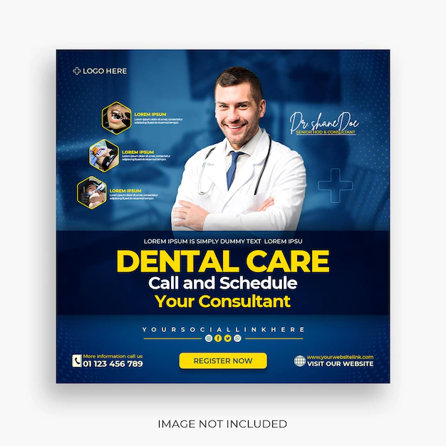 Free PSD | Dentist and health care social media and banner template