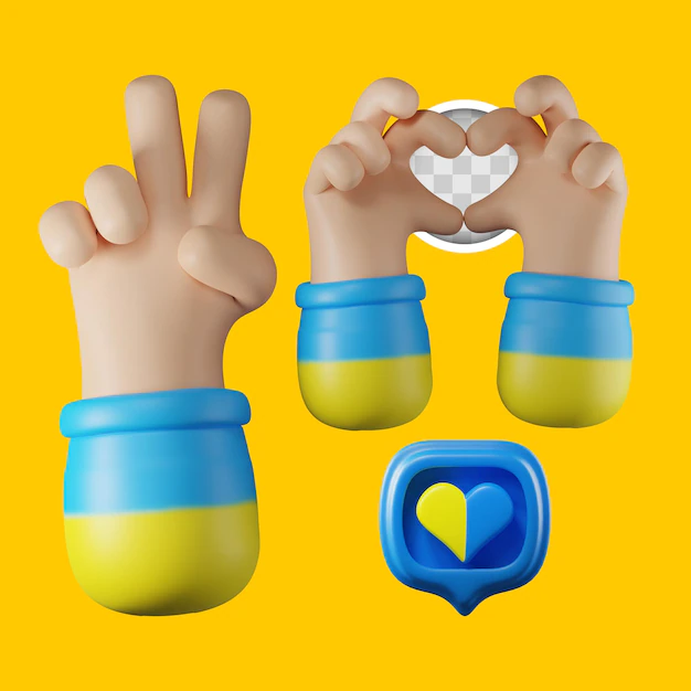Free PSD | Different 3d icons of support for ukraine 3d illustration