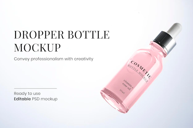 Free PSD | Dropper bottle mockup psd ready to use for beauty and skincare