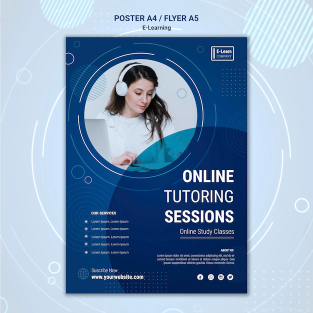 Free PSD | E-learning concept poster template