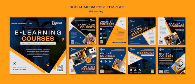 Free PSD | E-learning courses social media posts