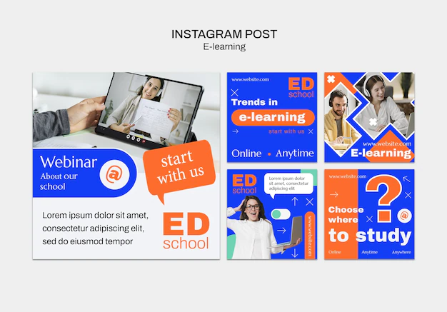 Free PSD | E-learning instagram post template design