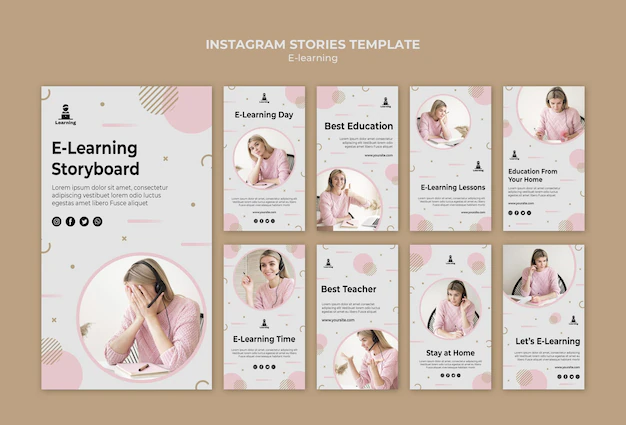 Free PSD | E-learning instagram stories concept