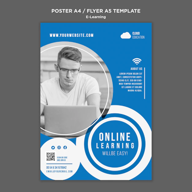 Free PSD | E-learning vertical poster template