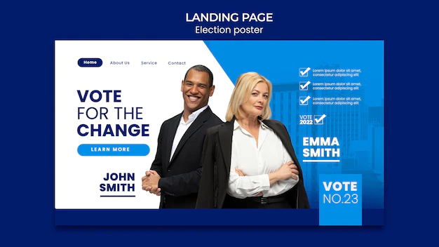 Free PSD | Election and politics landing page template