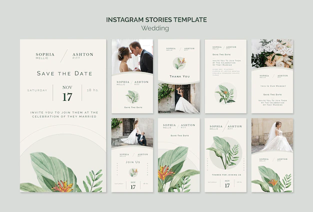 Free PSD | Elegant wedding instagram stories template