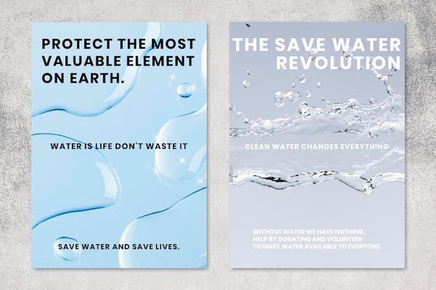 Free PSD | Environment poster templates, water background psd set