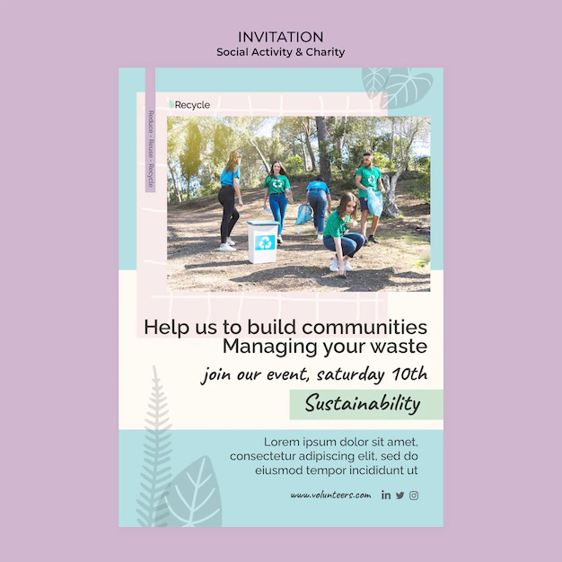 Free PSD | Environmental activity and zero waste invitation template