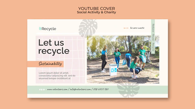 Free PSD | Environmental activity and zero waste youtube cover template
