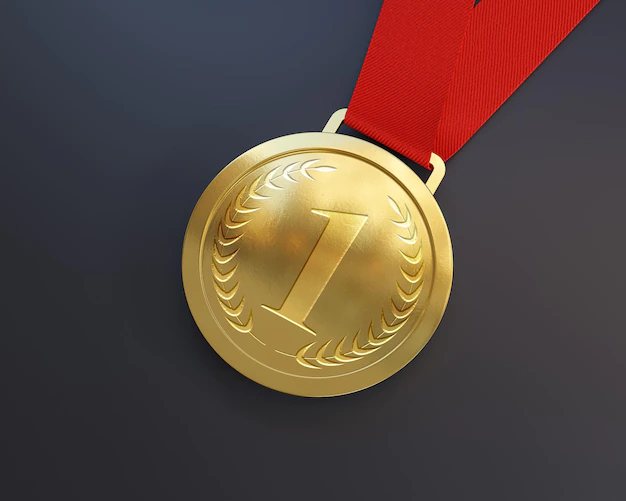 Free PSD | First place gold medal mockup