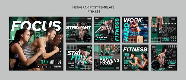 Free PSD | Fitness classes instagram posts collection