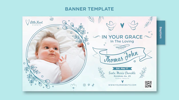 Free PSD | Flat design baptism banner template
