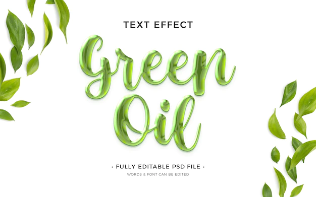 Free PSD | Flat design green oil text effect