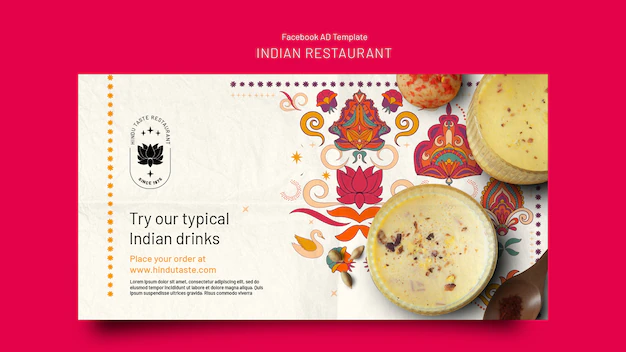 Free PSD | Flat design indian restaurant template