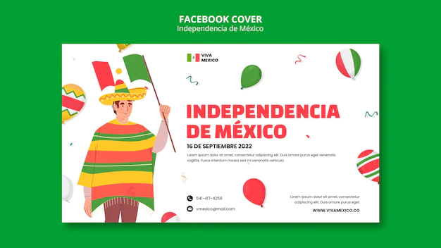 Free PSD | Flat design mexican independence day template