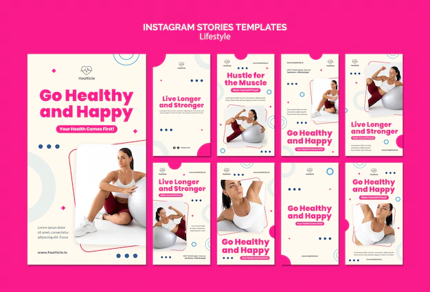 Free PSD | Flat design of instagram stories lifestyle template