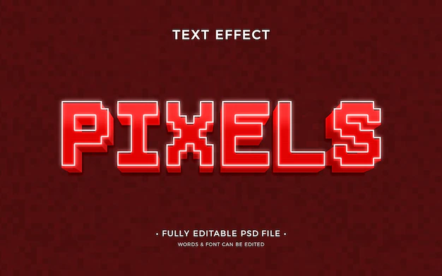 Free PSD | Flat design pixels text effect template