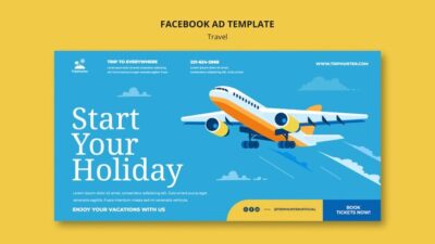 Free PSD | Flat design travel facebook ad template